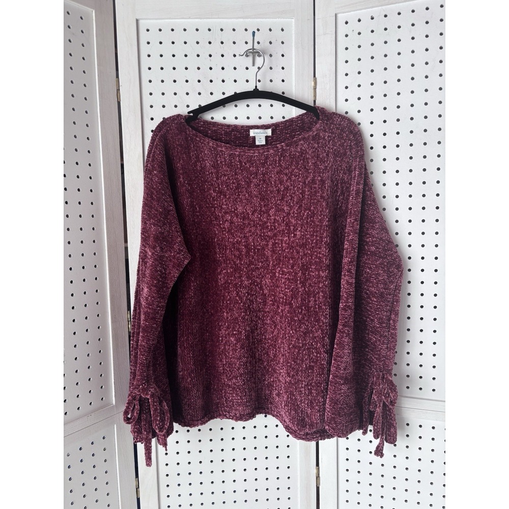 Sundance Samantha Pullover Chenille Sweater Womens Medium Dark Pink-Red Bell SLV